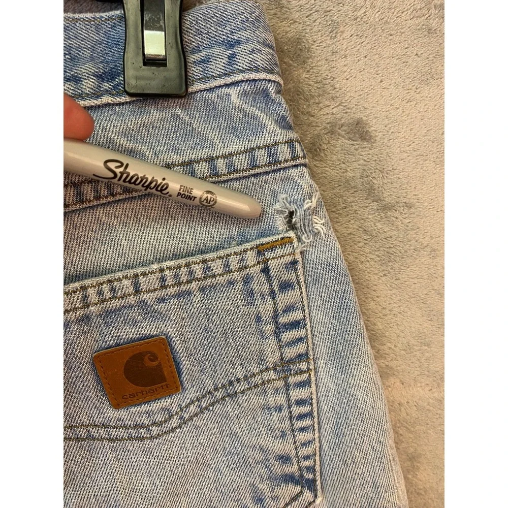 Vintage Carhartt Relaxed Fit 31x30 Light Wash Denim Jeans Mens Workwear